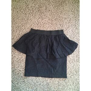 Signed Black Lace Layered Elastic Waist High Rise Pencil Skirt L Floral